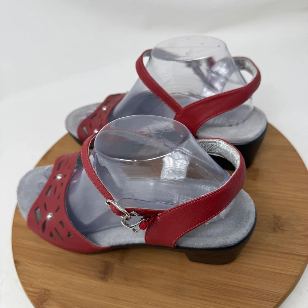 Alegria Reece Red Leather Laser Cut Out Heels Boho Comfort Womens 40 US 9.5-10